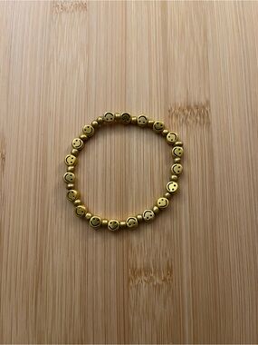 Gold Smiley Bead Stretch Bracelet - Women Jewelry